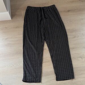 Nautica Men’s Fleece Pajama Pants | Size L | Black/White Plaid Lounge Pants
